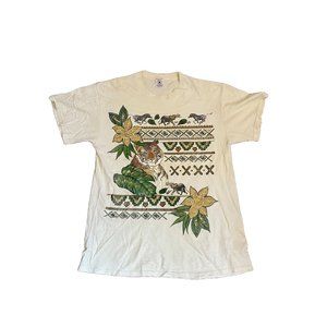 Vintage Rare Jungle Animal Rain Forest Savanna Shirt Tiger Large